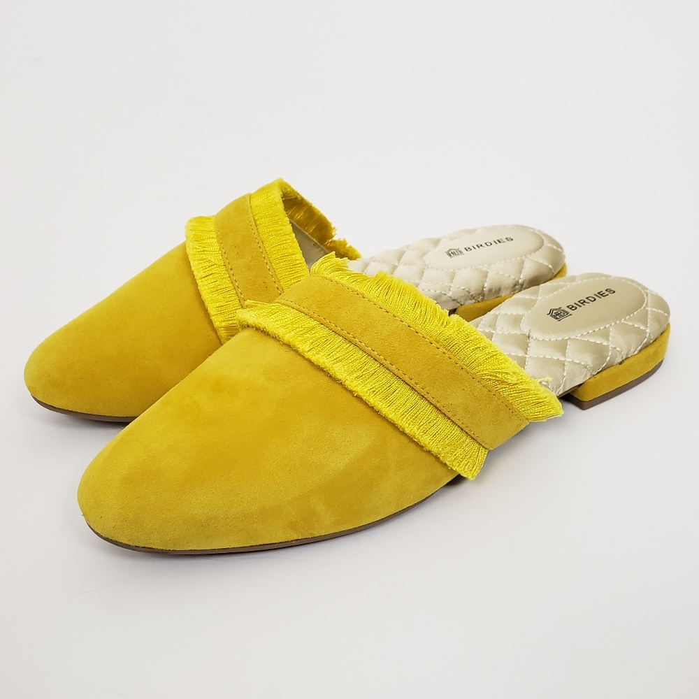Birdies Ani Slide Marigold Yellow Fringed Flat 7.5 - Picture 2 of 7